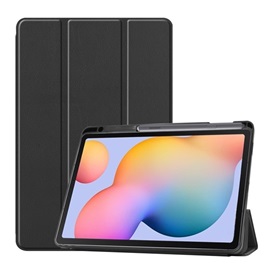 SmartCase bőr hatású flip táblagép tok, S-Pen tartó - fekete | Samsung Galaxy Tab S6 Lite