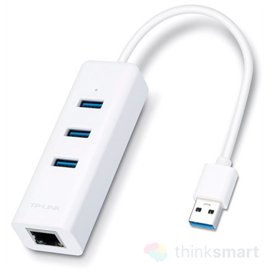 TP-LINK 3.0 USB elosztó + RJ45 elosztó - 3 port - fehér (UE330)