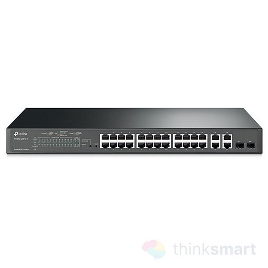 TP-LINK JetStream 24 portos 10/100 Mb/s + 4 portos gigabites smart PoE+ switch
