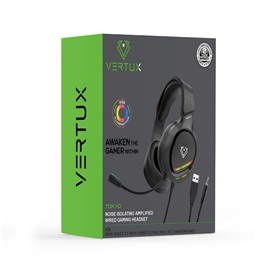 Vertux Gaming Tokyo vezetékes mikrofonos gamer fejhallgató - fekete | RGB világítás