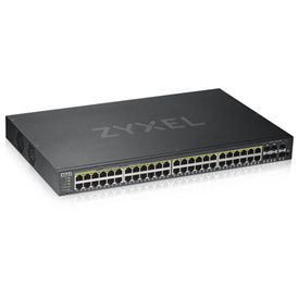 Zyxel Switch 48xGigabit POE + 4xGigabit Combo hybird/standalone/NebulaFlexSmart Menedzselhető - fekete (GS192048HPV2-E