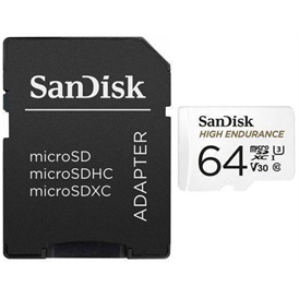 Sandisk MicroSDXC High Endurance Video Monitoring memóriakártya 64GB + adapter - fehér